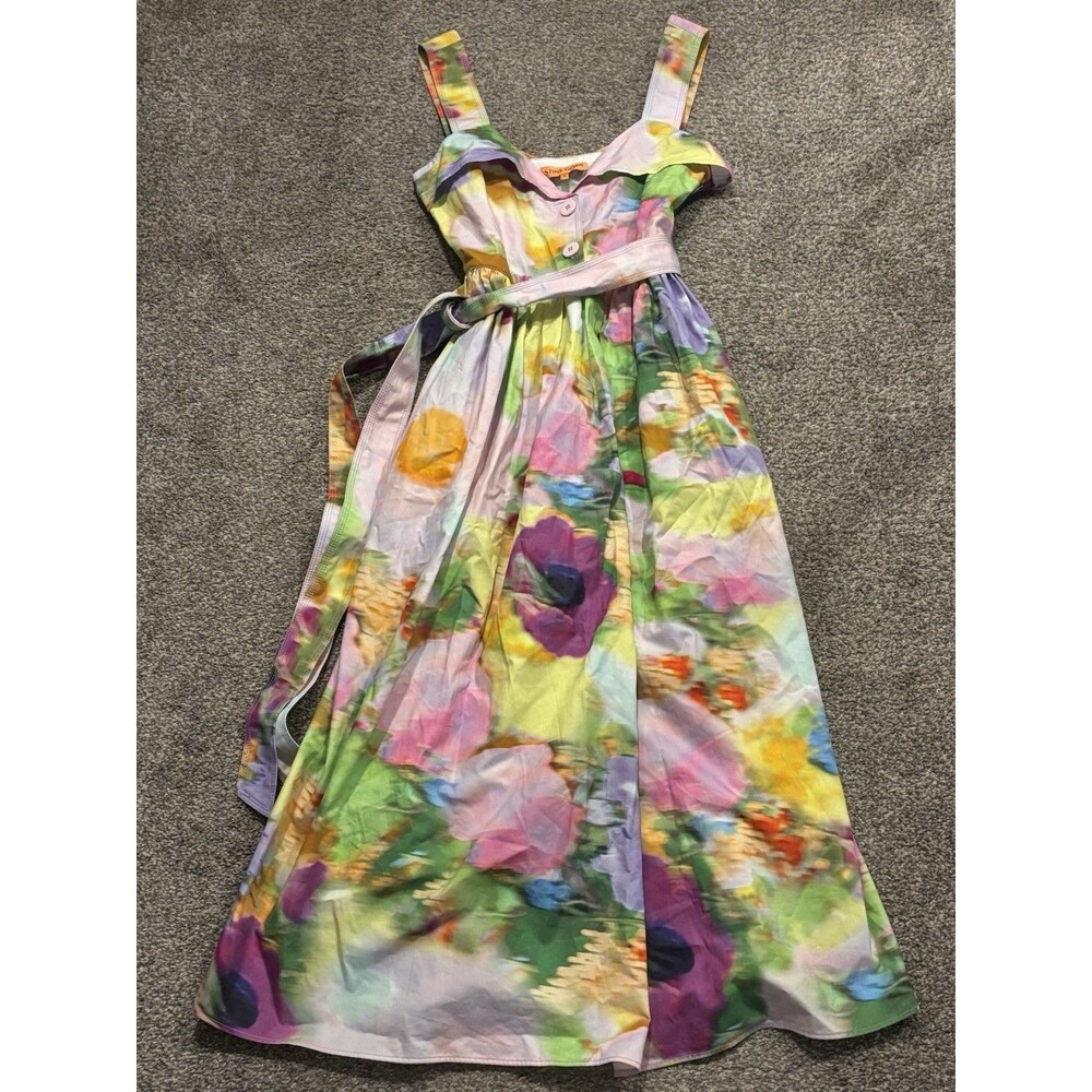 Stine Goya Stina Floral Midi Dress Size Small‎ Organic Cotton Belted